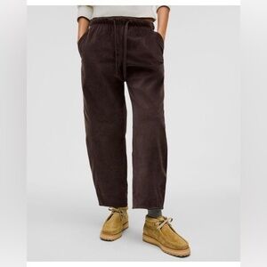 RARE Lululemon Pull on Barrel Corduroy Brown Pants M EUC